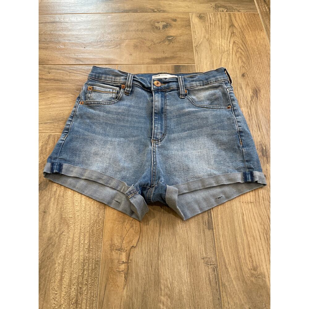 Garage Denim Shorts Women’s 27 Medium Wash Blue High Rise Rolled Hem 5 pocket
